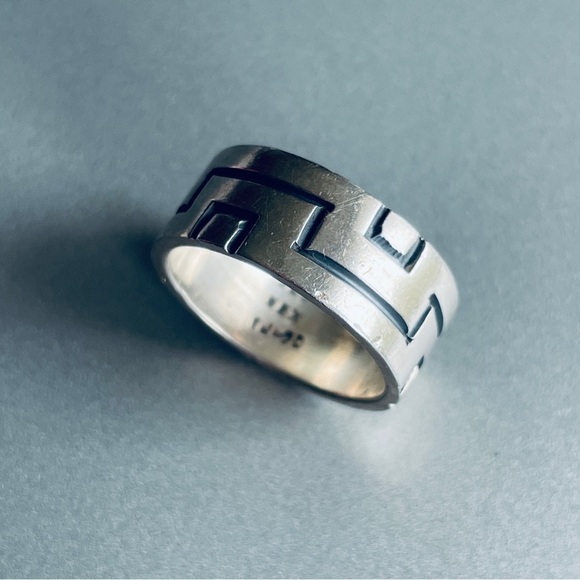 Greek Key Ring- Greek Key Jewelry, Meander Ring, Meandros  Mexico Taxco Greek Key Meander Sterling Silver Band Ring Vintage